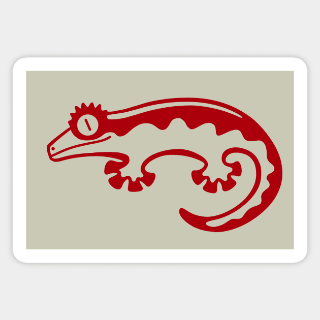 Crested gecko. Minimalist art for geckos and lizards lovers in red Sticker by croquis design